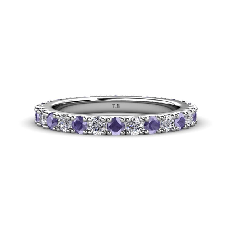 Lara 3.00 mm Iolite and Lab Grown Diamond Eternity Band 