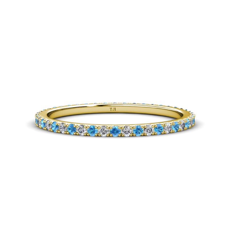 Lara 1.70 mm Blue Topaz and Lab Grown Diamond Eternity Band 