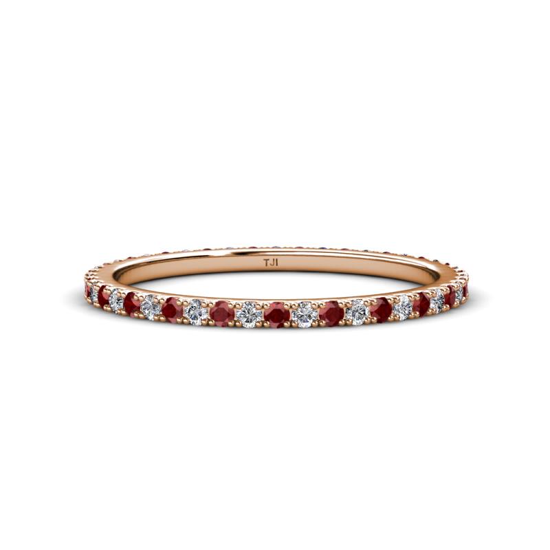 Lara 1.70 mm Red Garnet and Lab Grown Diamond Eternity Band 