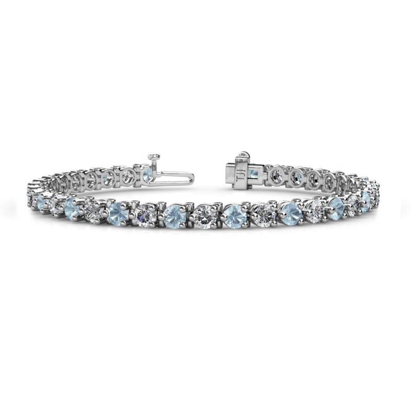Cliona 4.10 mm Aquamarine and Lab Grown Diamond Eternity Tennis Bracelet 