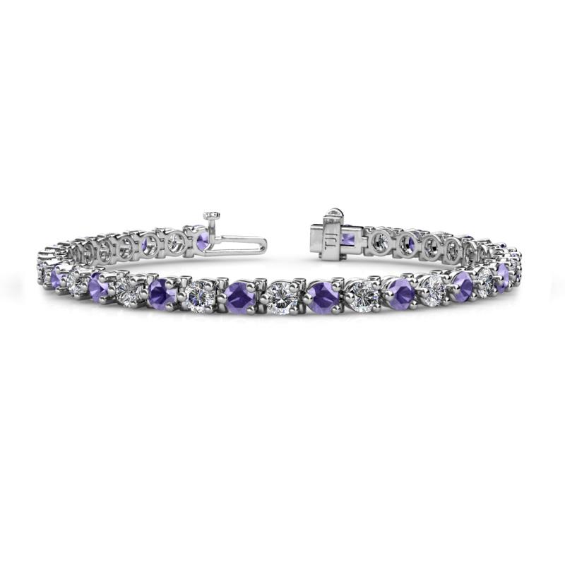 Cliona 4.10 mm Iolite and Lab Grown Diamond Eternity Tennis Bracelet 