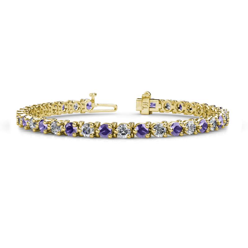 Cliona 4.10 mm Iolite and Lab Grown Diamond Eternity Tennis Bracelet 