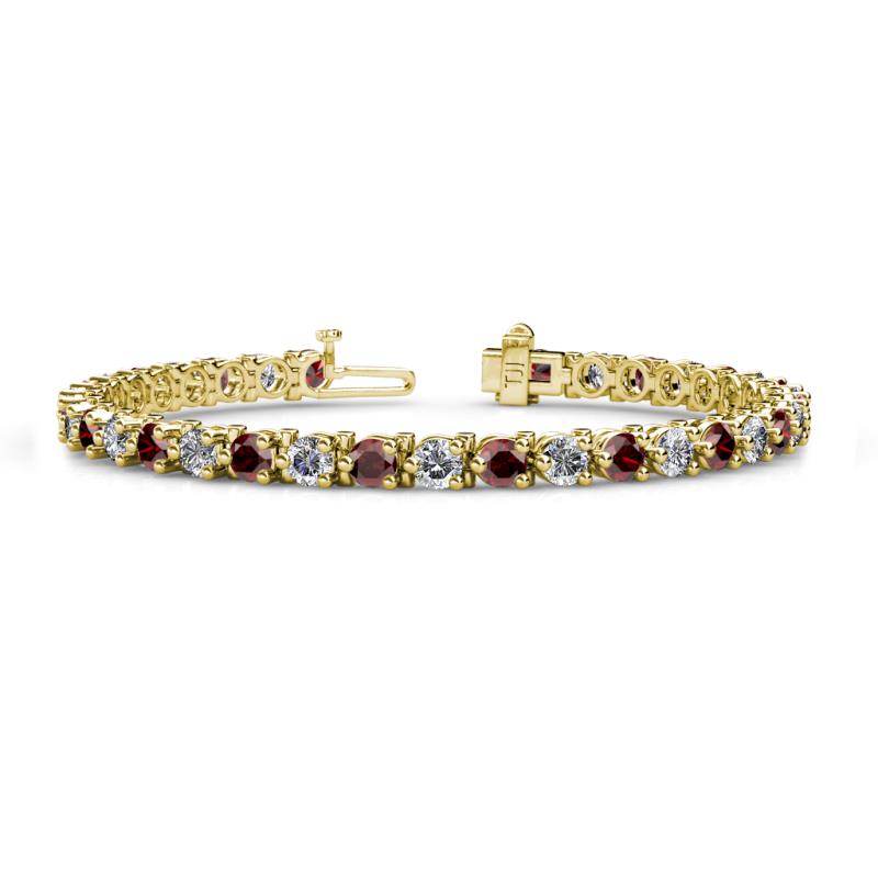 Cliona 4.10 mm Red Garnet and Lab Grown Diamond Eternity Tennis Bracelet 