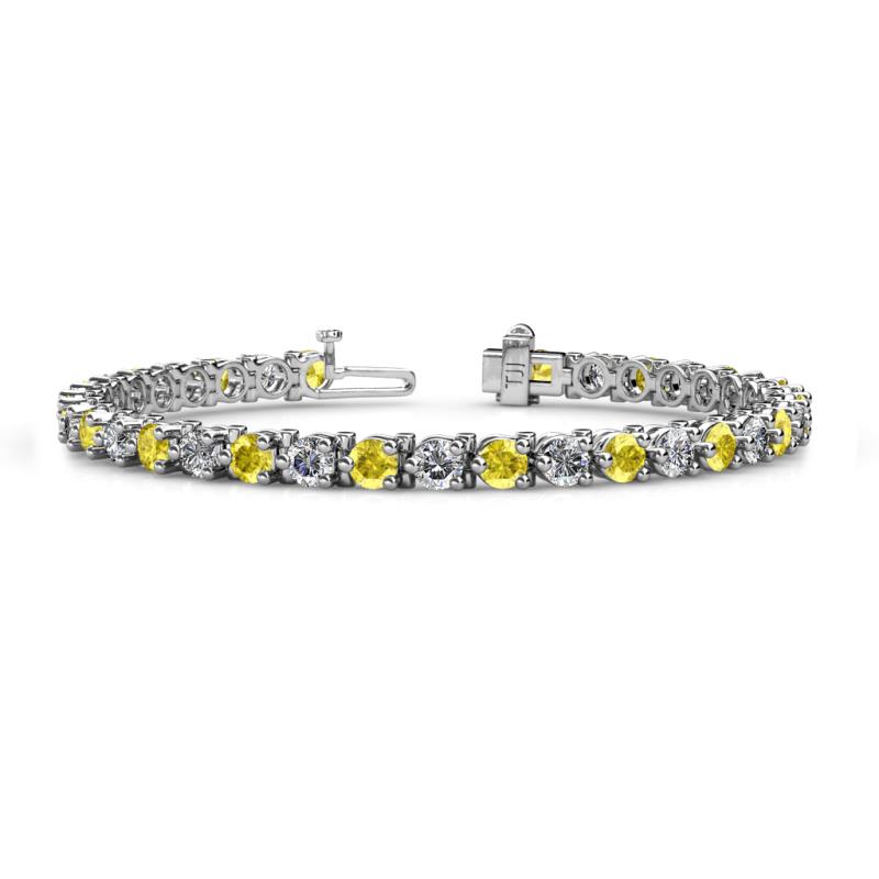 Cliona 4.10 mm Yellow Sapphire and Lab Grown Diamond Eternity Tennis Bracelet 