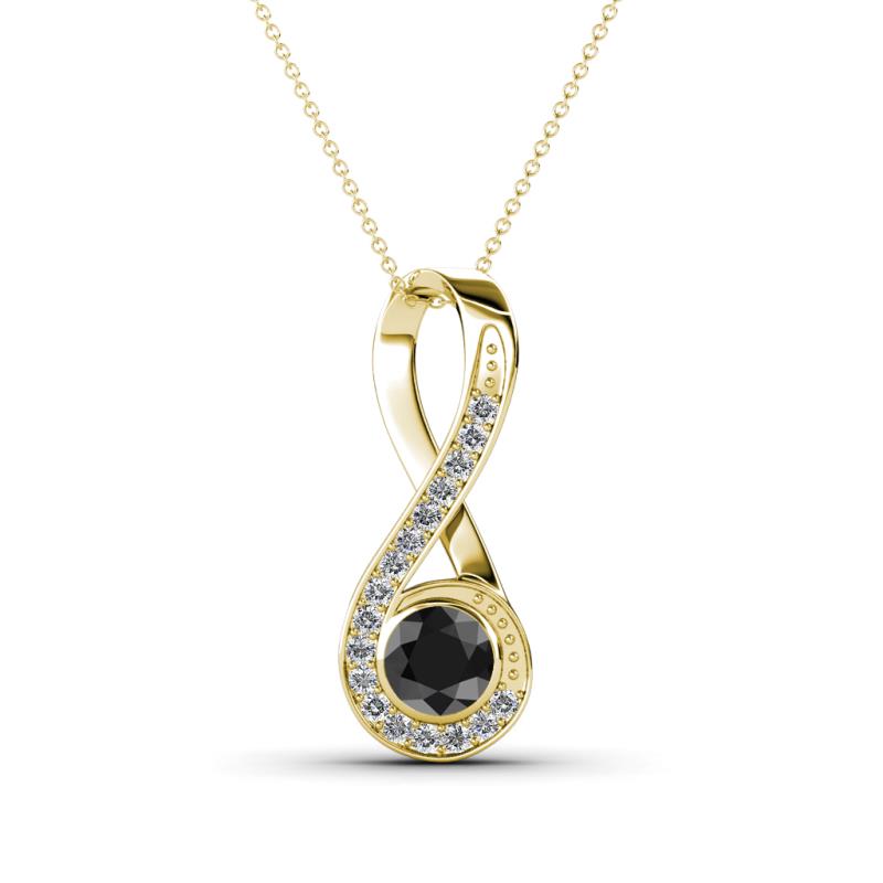 Mandana 5.00 mm Round Black and White Diamond Vertical Infinity Pendant Necklace 