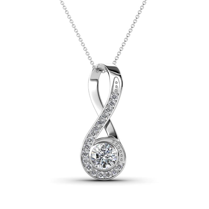 Mandana 5.00 mm Round Diamond Vertical Infinity Pendant Necklace 