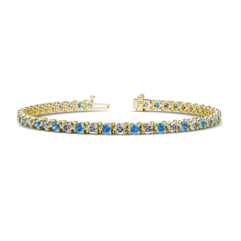 Cliona 3.30 mm Blue Topaz and Diamond Eternity Tennis Bracelet 