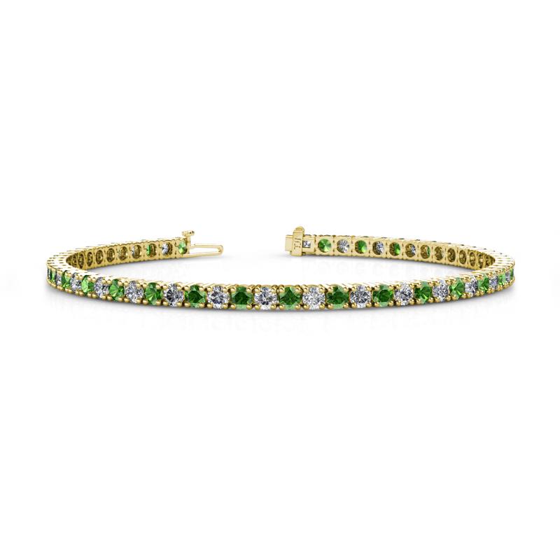Leslie 2.90 mm Green Garnet and Diamond Eternity Tennis Bracelet 