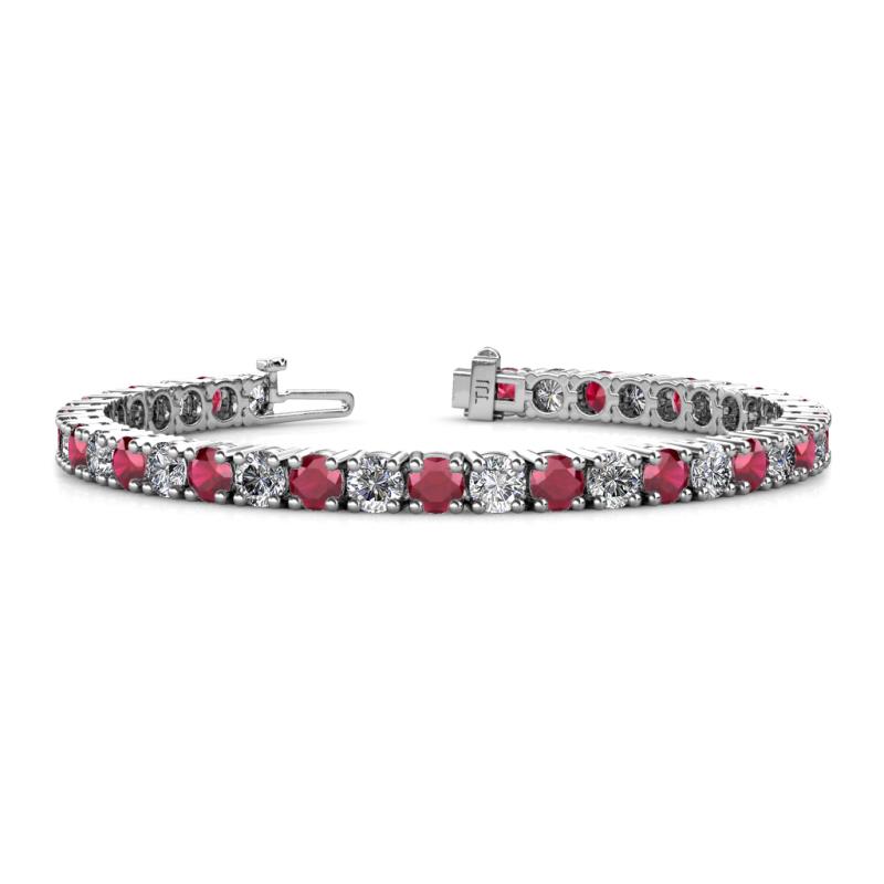 Leslie 4.00 mm Ruby and Diamond Eternity Tennis Bracelet 