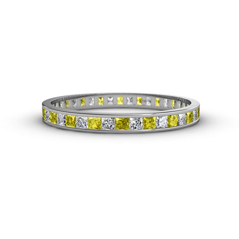 Rebica 2.00 mm Princess Cut Yellow and White Diamond Eternity Band 