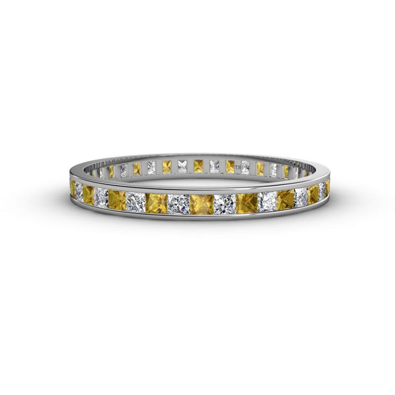 Rebica 2.00 mm Princess Cut Citrine and Lab Grown Diamond Eternity Band 