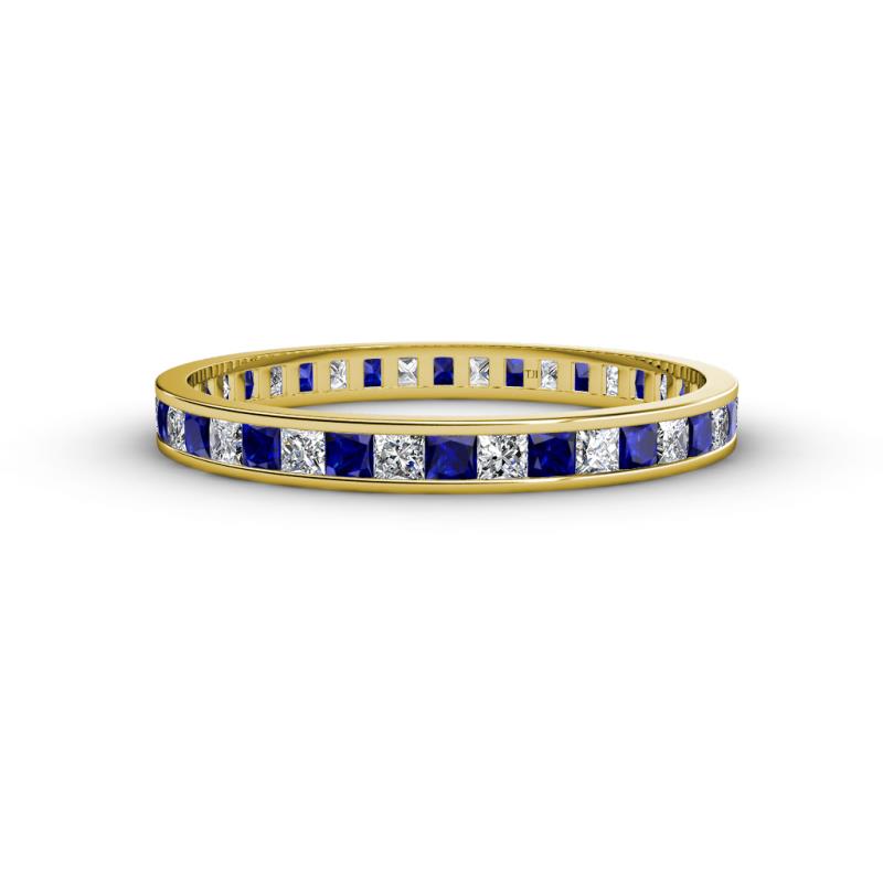 Rebica 2.00 mm Princess Cut Blue Sapphire and Lab Grown Diamond Eternity Band 