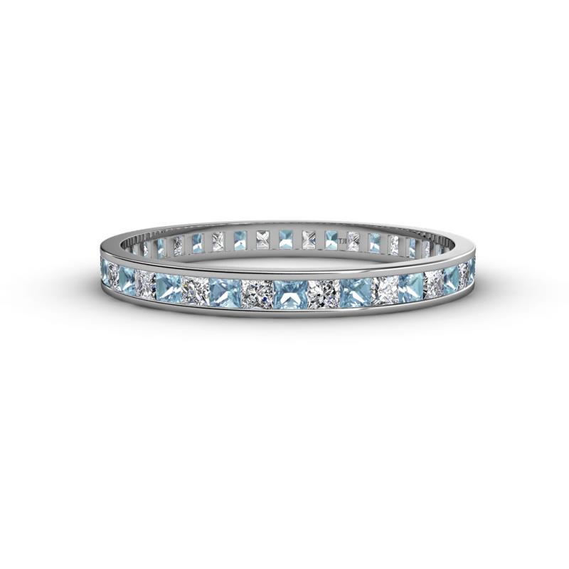 Rebica 2.00 mm Princess Cut Aquamarine and Lab Grown Diamond Eternity Band 
