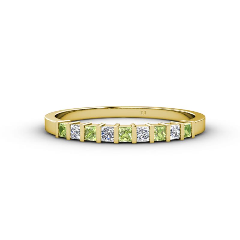 Neria 2.50 mm Peridot and Lab Grown Diamond 9 Stone Wedding Band 