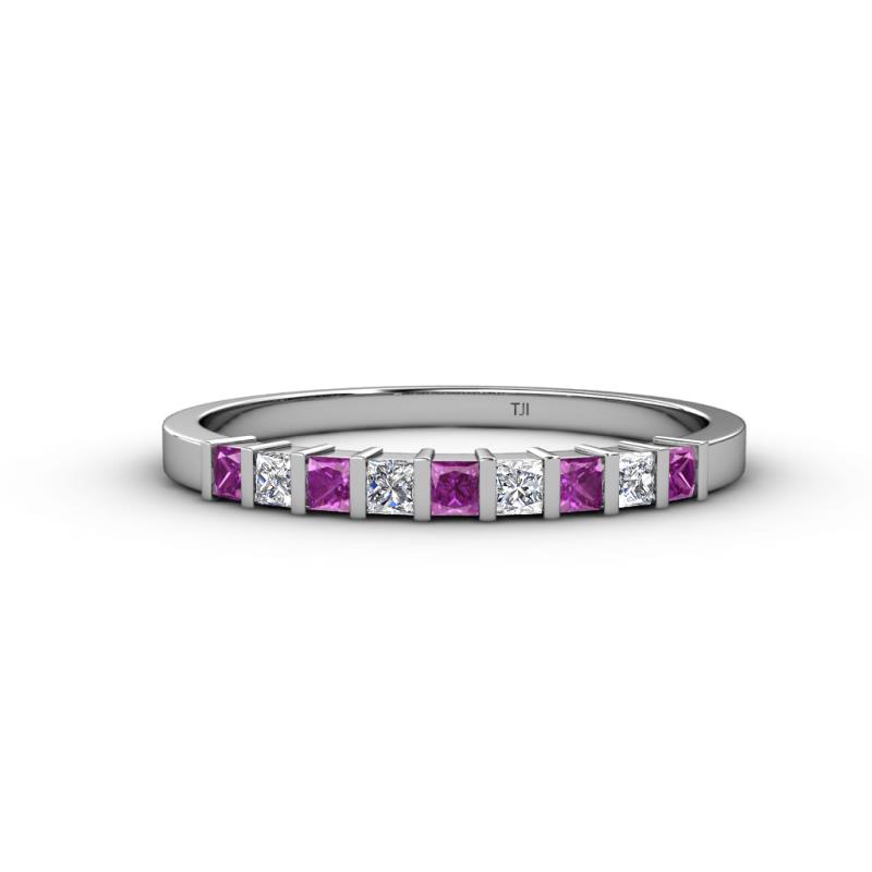 Neria 2.50 mm Amethyst and Lab Grown Diamond 9 Stone Wedding Band 