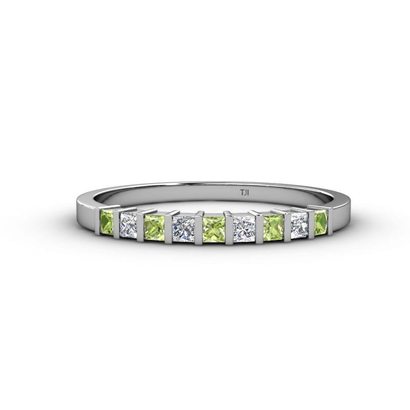 Neria 2.50 mm Peridot and Lab Grown Diamond 9 Stone Wedding Band 