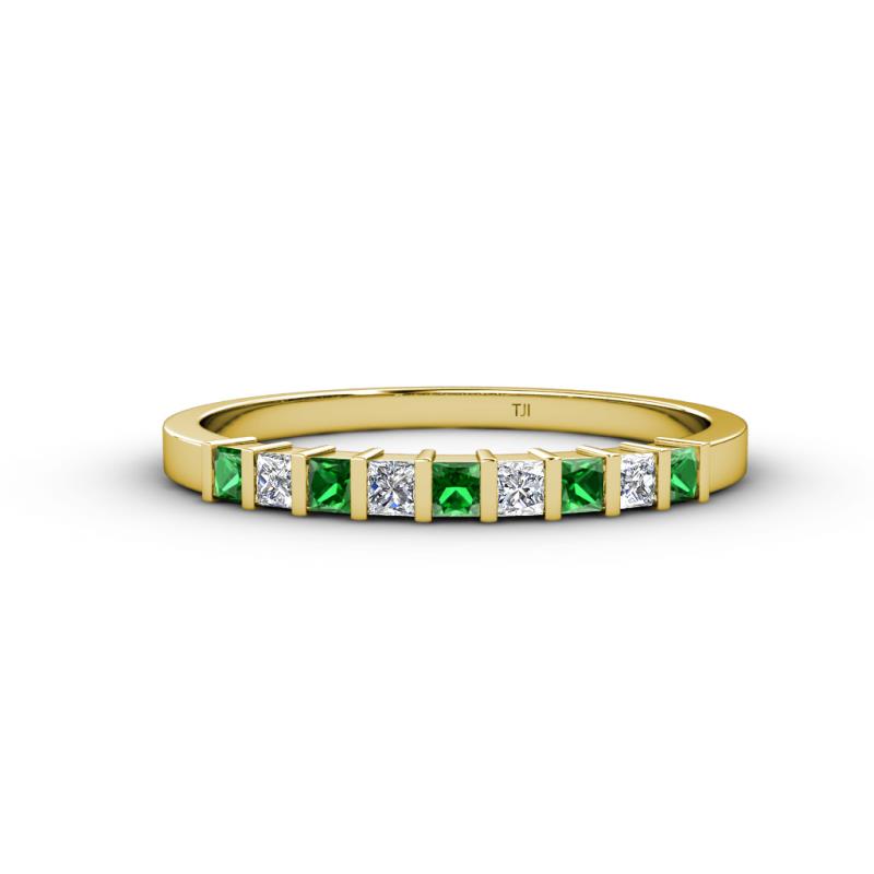 Neria 2.50 mm Green Garnet and Lab Grown Diamond 9 Stone Wedding Band 