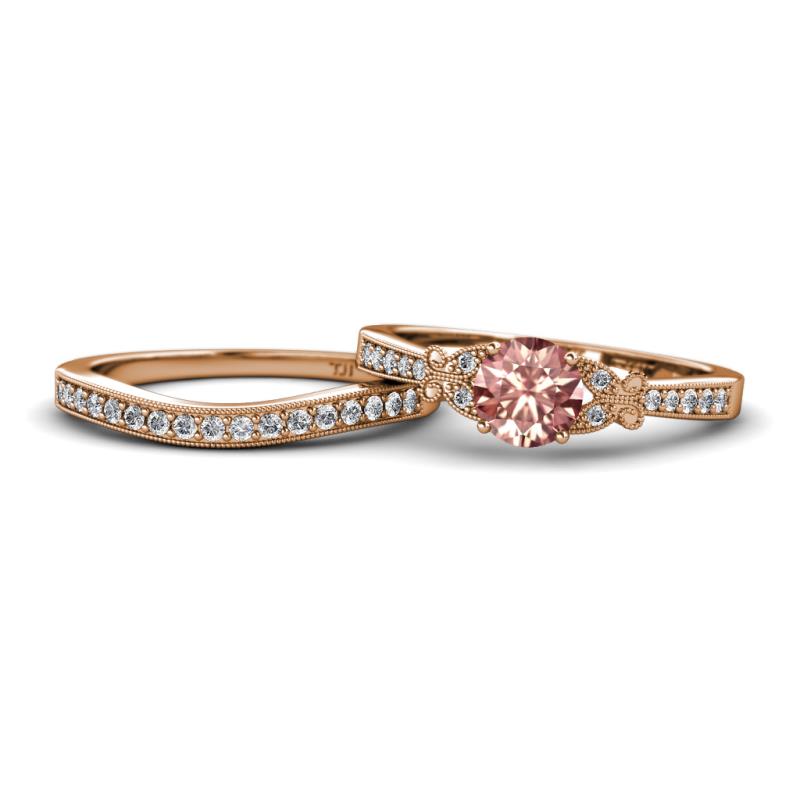 Freya 6.50 mm Morganite and Diamond Butterfly Bridal Set Ring 