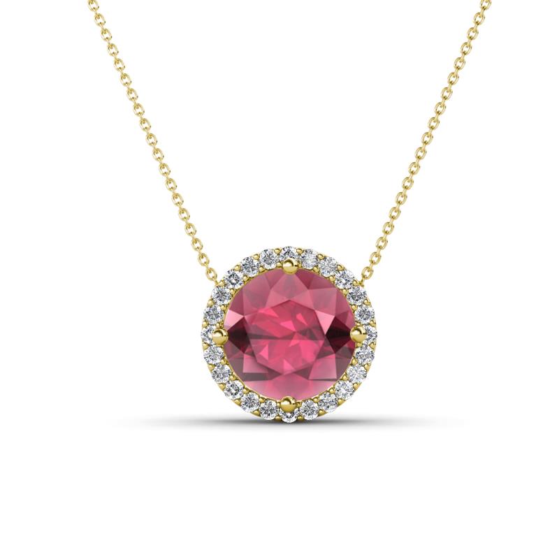 Catriona Round Rhodolite Garnet and Diamond Halo Slider Pendant Necklace 