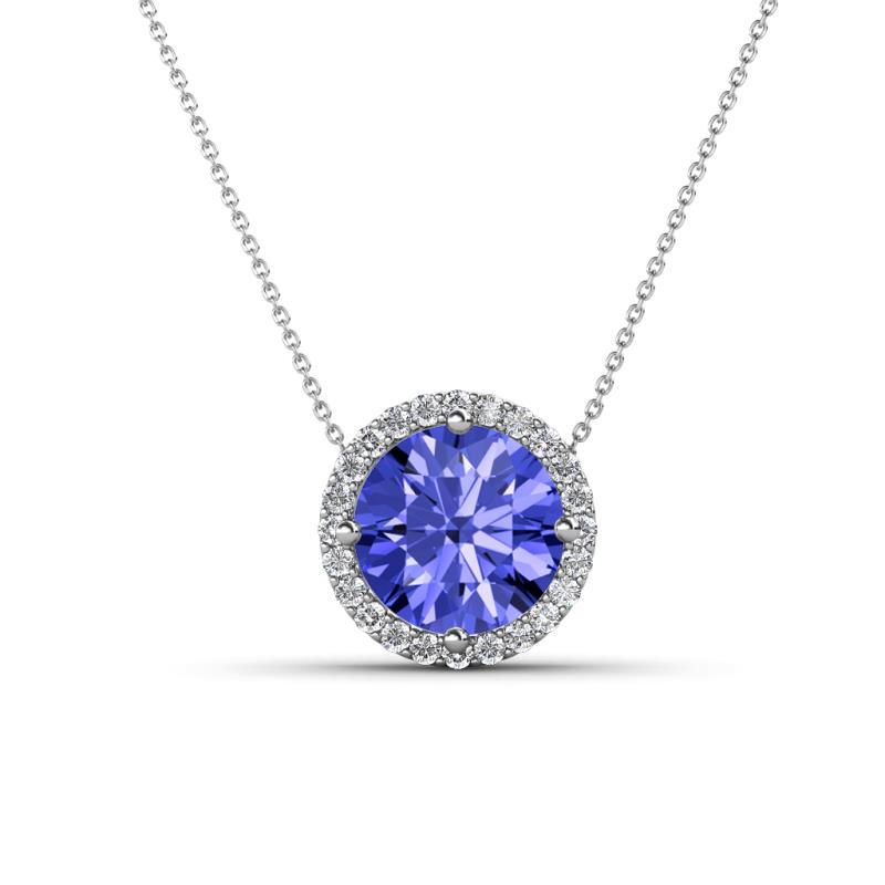 Catriona Round Tanzanite and Diamond Halo Slider Pendant Necklace 