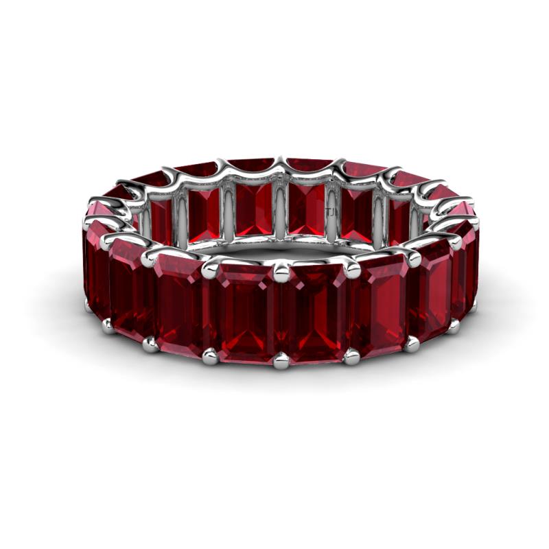 Victoria 6x4 mm Emerald Cut Red Garnet Eternity Band 