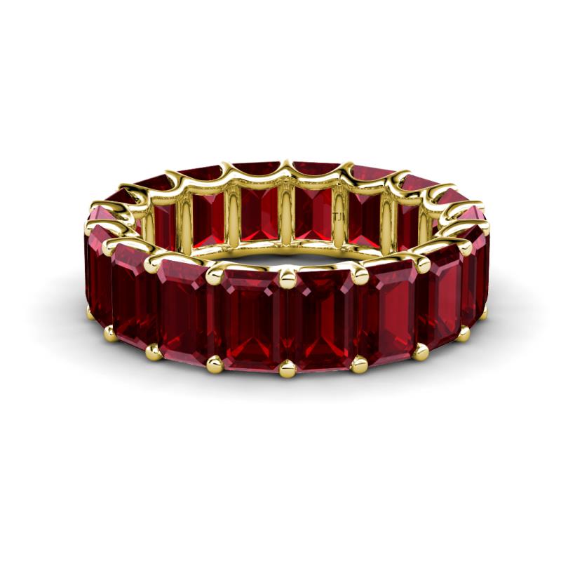Victoria 6x4 mm Emerald Cut Red Garnet Eternity Band 