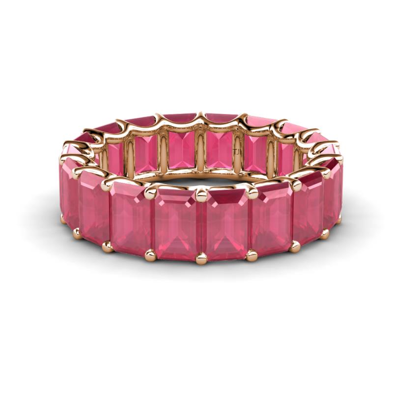 Victoria 6x4 mm Emerald Cut Rhodolite Garnet Eternity Band 