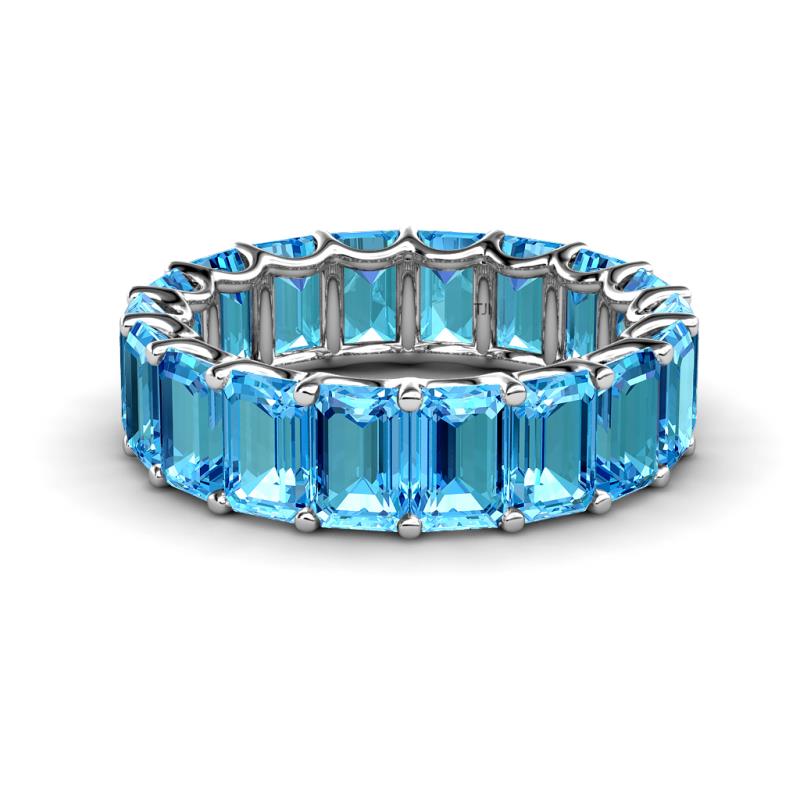 Victoria 6x4 mm Emerald Cut Blue Topaz Eternity Band 