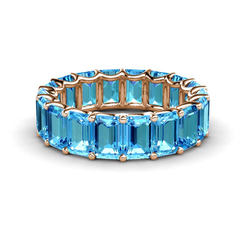 Victoria 6x4 mm Emerald Cut Blue Topaz Eternity Band 
