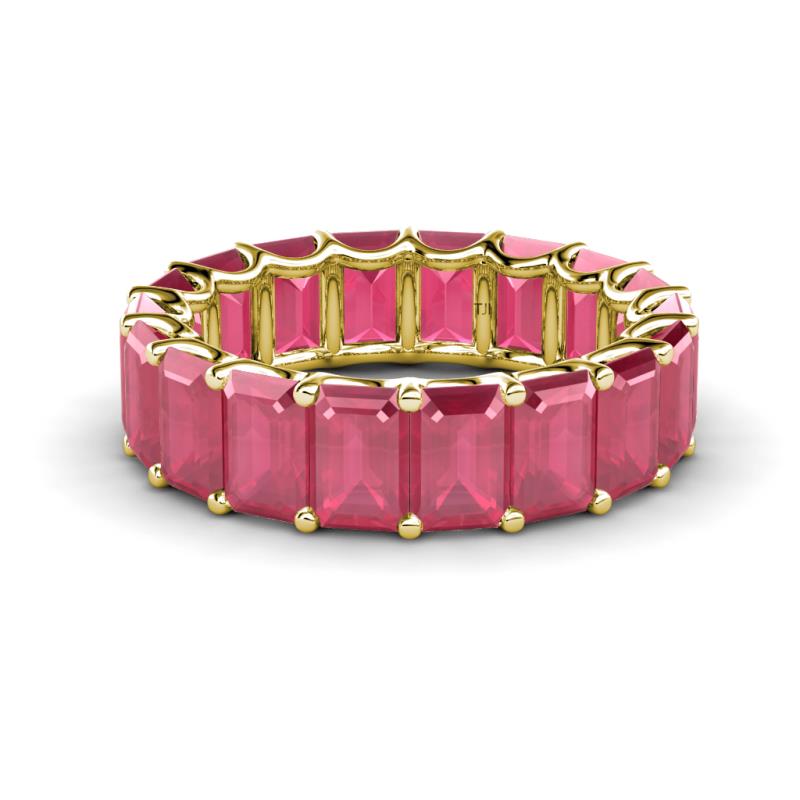 Victoria 6x4 mm Emerald Cut Rhodolite Garnet Eternity Band 