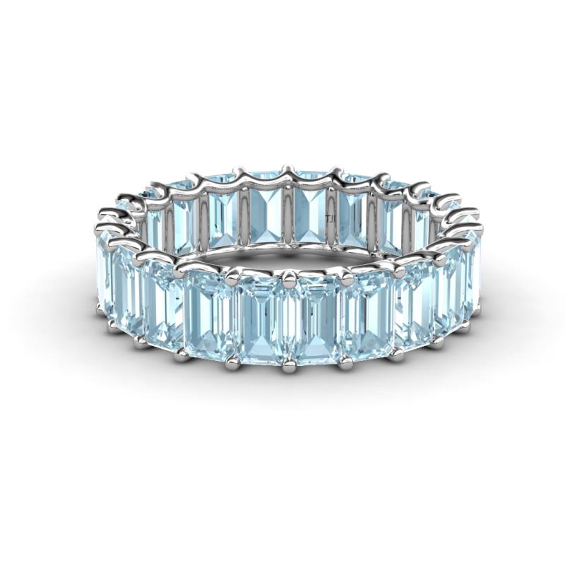 Victoria 5x3 mm Emerald Cut Aquamarine Eternity Band 