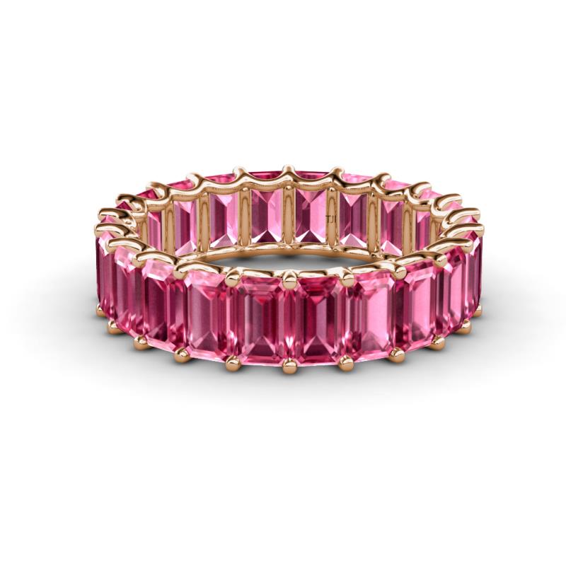 Victoria 5x3 mm Emerald Cut Pink Tourmaline Eternity Band 