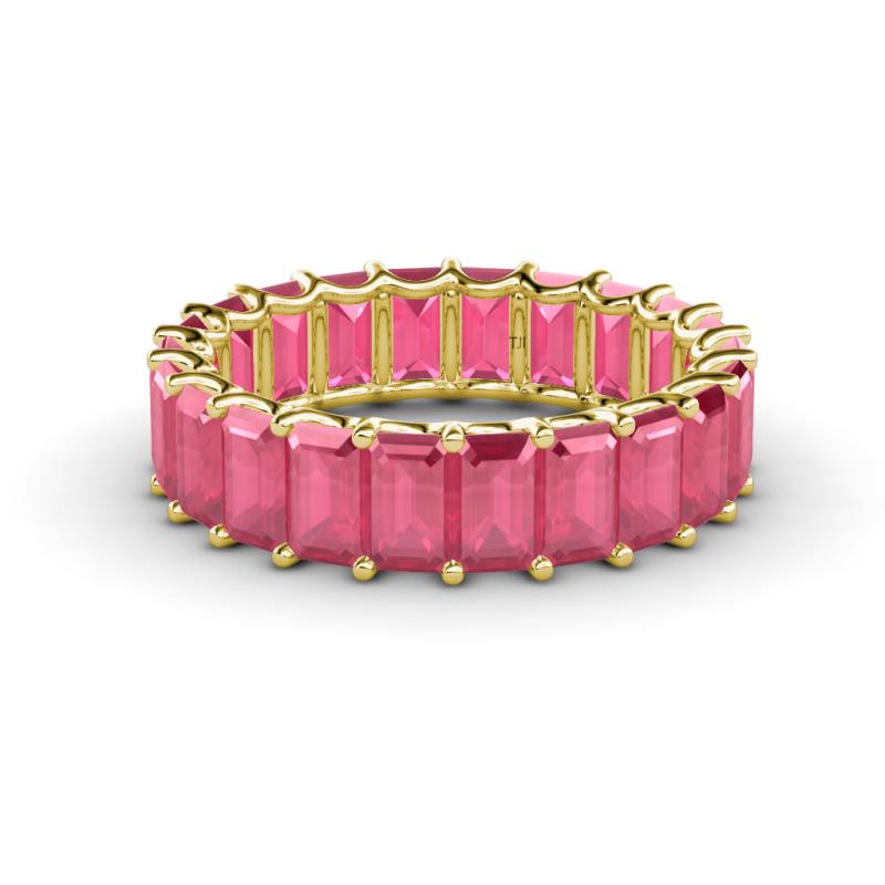 Victoria 5x3 mm Emerald Cut Rhodolite Garnet Eternity Band 