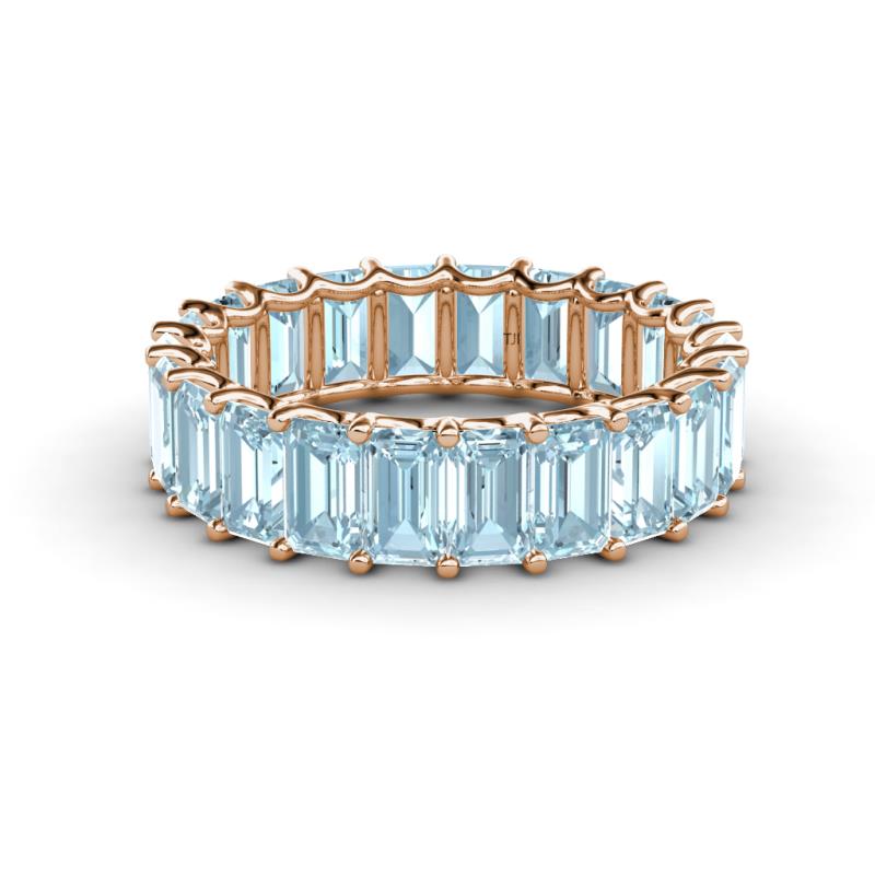 Victoria 5x3 mm Emerald Cut Aquamarine Eternity Band 