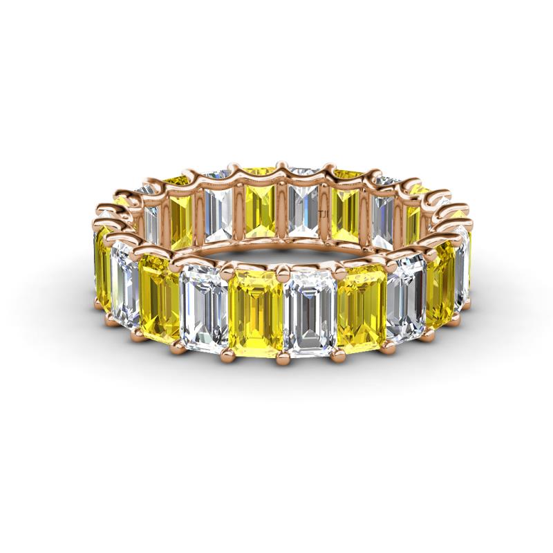 Victoria 5x3 mm Emerald Cut Yellow Sapphire and Diamond Eternity Band 