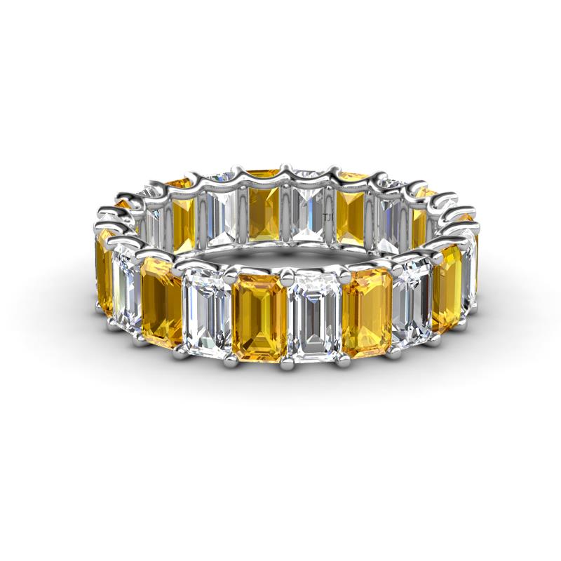 Victoria 5x3 mm Emerald Cut Citrine and Diamond Eternity Band 