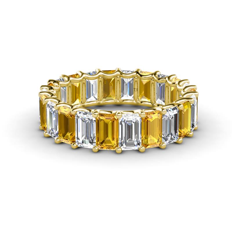 Victoria 5x3 mm Emerald Cut Citrine and Diamond Eternity Band 
