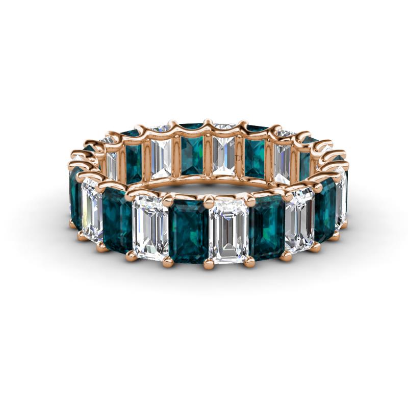 Victoria 5x3 mm Emerald Cut London Blue Topaz and Diamond Eternity Band 