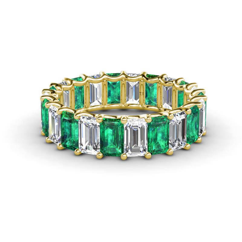 Victoria 5x3 mm Emerald Cut Emerald and Diamond Eternity Band 