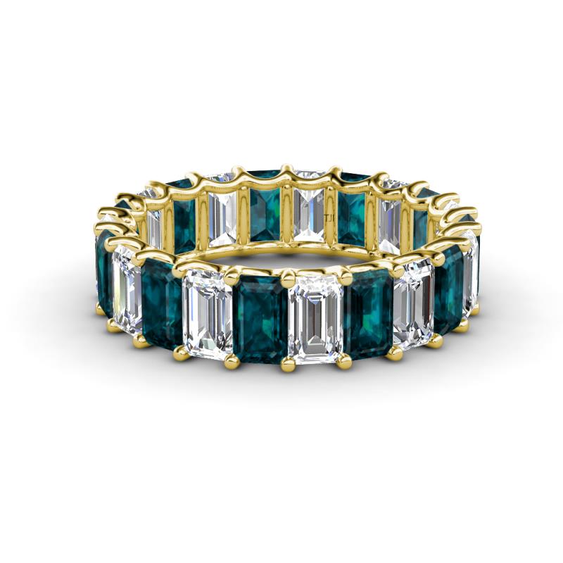 Victoria 5x3 mm Emerald Cut London Blue Topaz and Diamond Eternity Band 