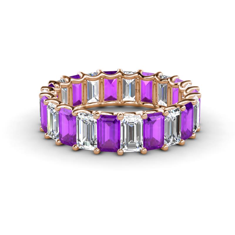 Victoria 5x3 mm Emerald Cut Amethyst and Diamond Eternity Band 
