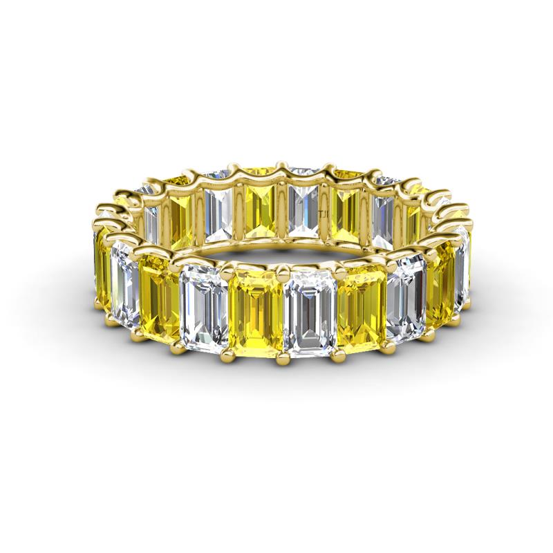 Victoria 5x3 mm Emerald Cut Yellow Sapphire and Lab Grown Diamond Eternity Band 