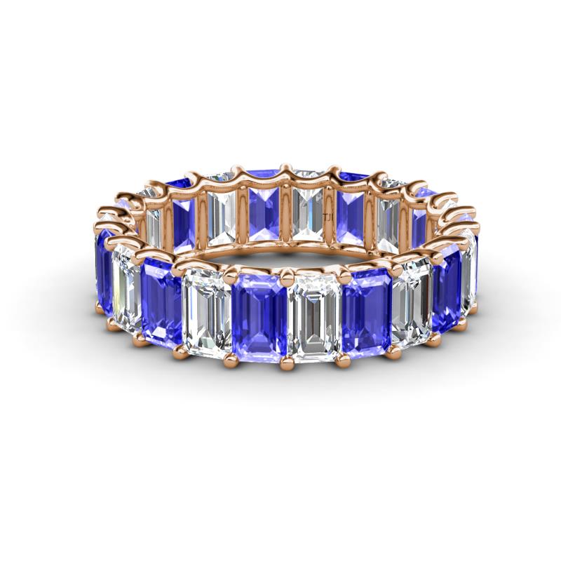 Victoria 5x3 mm Emerald Cut Tanzanite and Lab Grown Diamond Eternity Band 