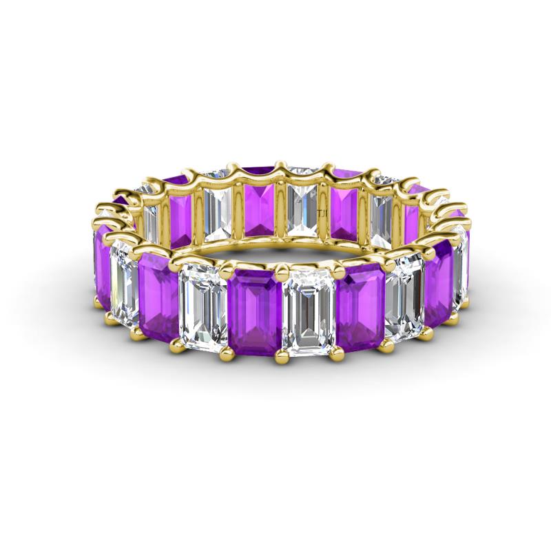 Victoria 5x3 mm Emerald Cut Amethyst and Lab Grown Diamond Eternity Band 