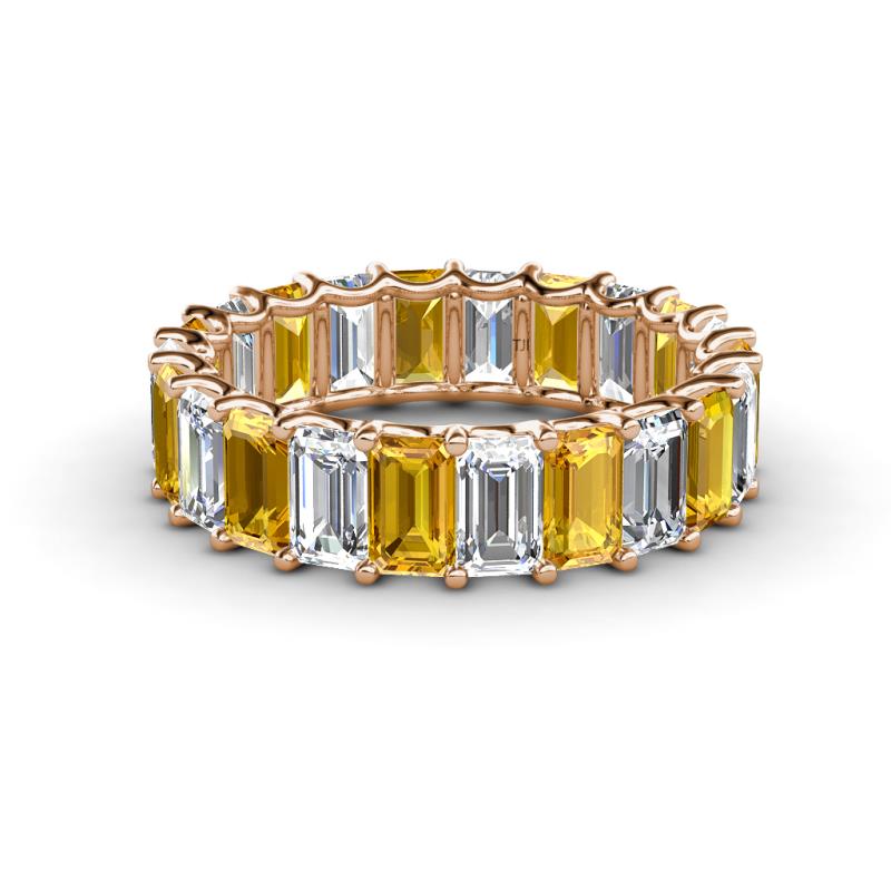 Victoria 5x3 mm Emerald Cut Citrine and Lab Grown Diamond Eternity Band 