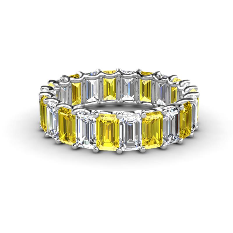Victoria 5x3 mm Emerald Cut Yellow Sapphire and Lab Grown Diamond Eternity Band 