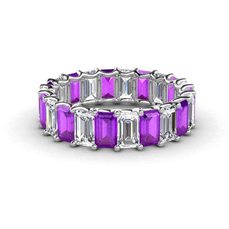 Victoria 5x3 mm Emerald Cut Amethyst and Lab Grown Diamond Eternity Band 