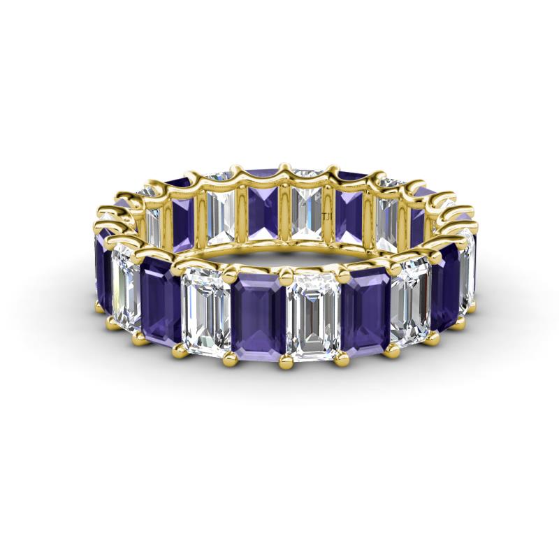 Victoria 5x3 mm Emerald Cut Iolite and Lab Grown Diamond Eternity Band 