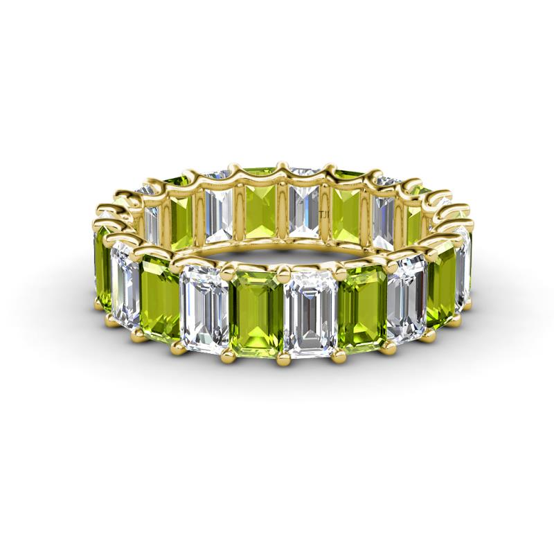 Victoria 5x3 mm Emerald Cut Peridot and Lab Grown Diamond Eternity Band 