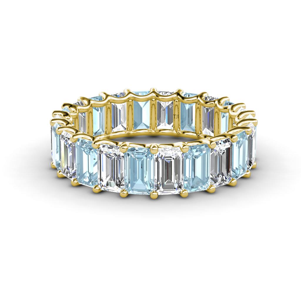 Victoria 5x3 mm Emerald Cut Aquamarine and Lab Grown Diamond Eternity Band 